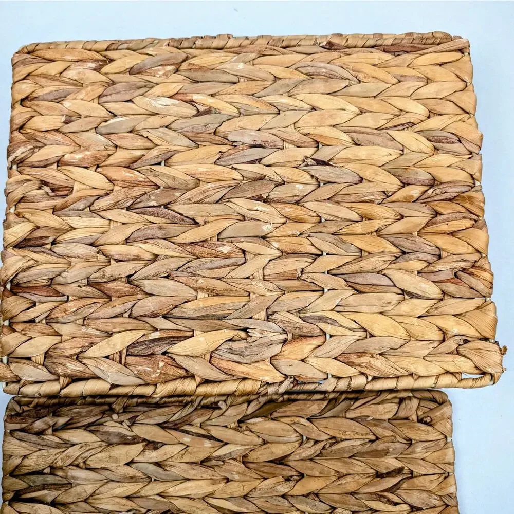 Set of 6 Natural Woven Fiber Rectangular Placemats Rustic Boho Table Mats